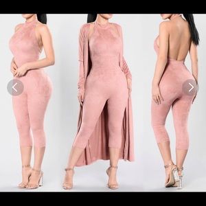 Matching set jumpsuit and duster